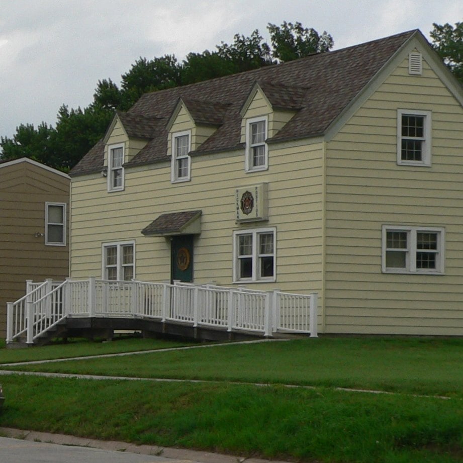 The American Legion post on a quiet street in Hickman, Nebraska