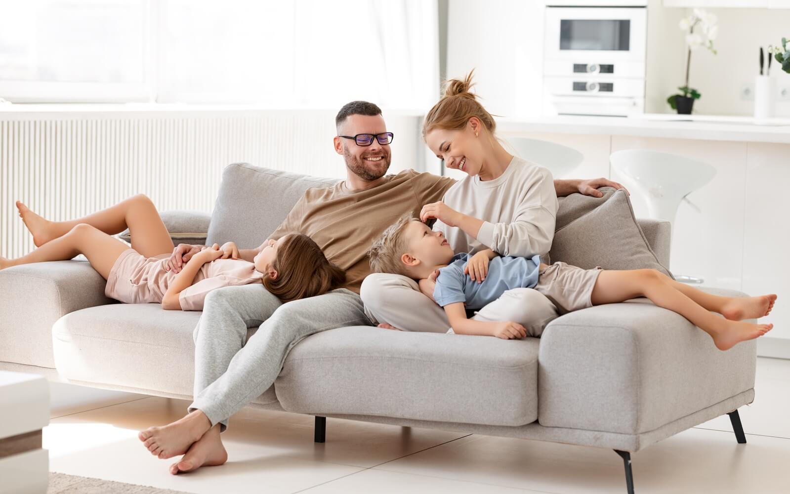 Beautiful happy family of four