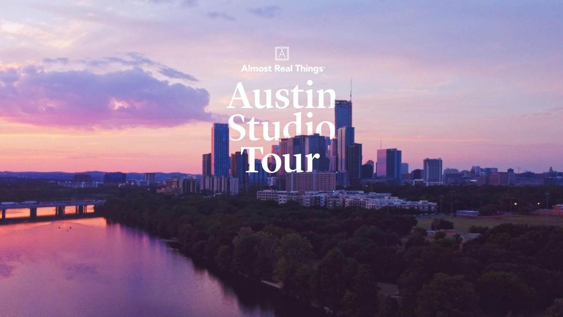 Downtown Austin skyline at dusk for the Austin Studio Tour