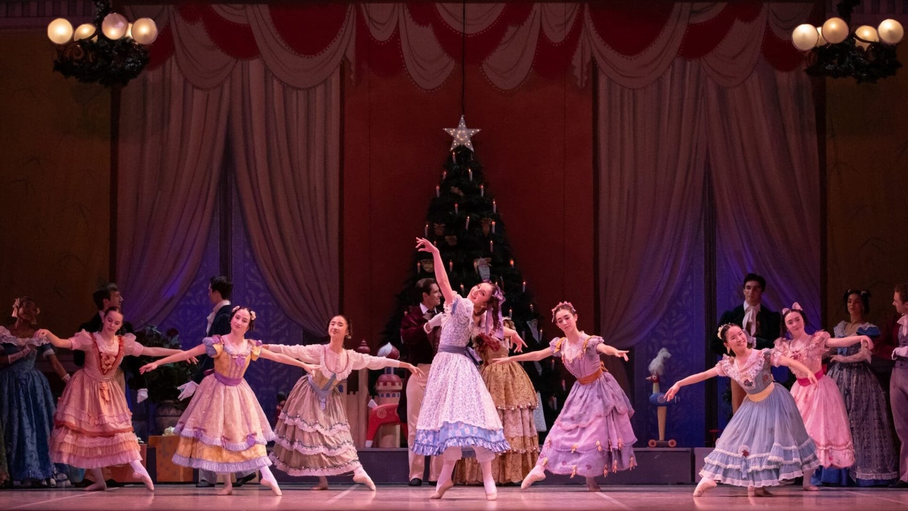Ballet Austin's The Nutcracker party scene at The Long Center