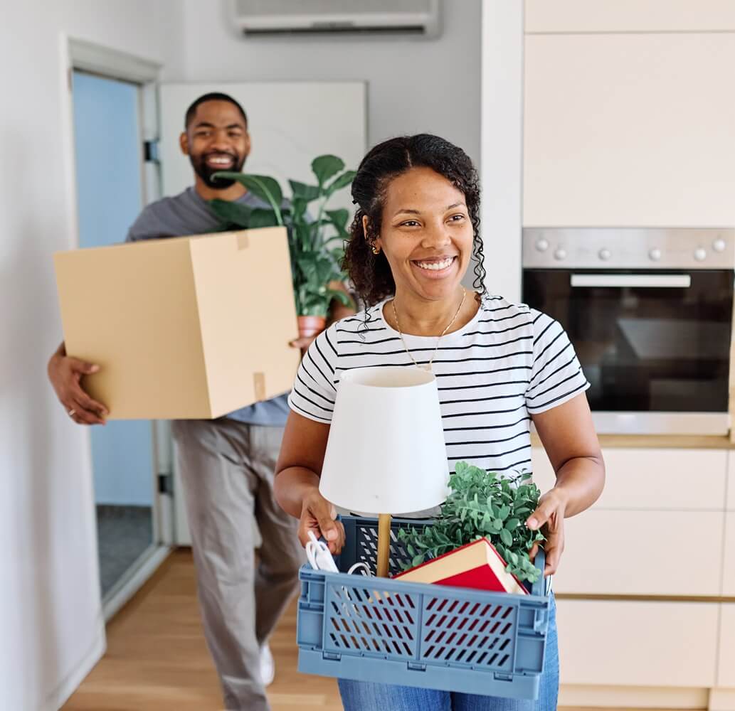 couple moving into a new modern house