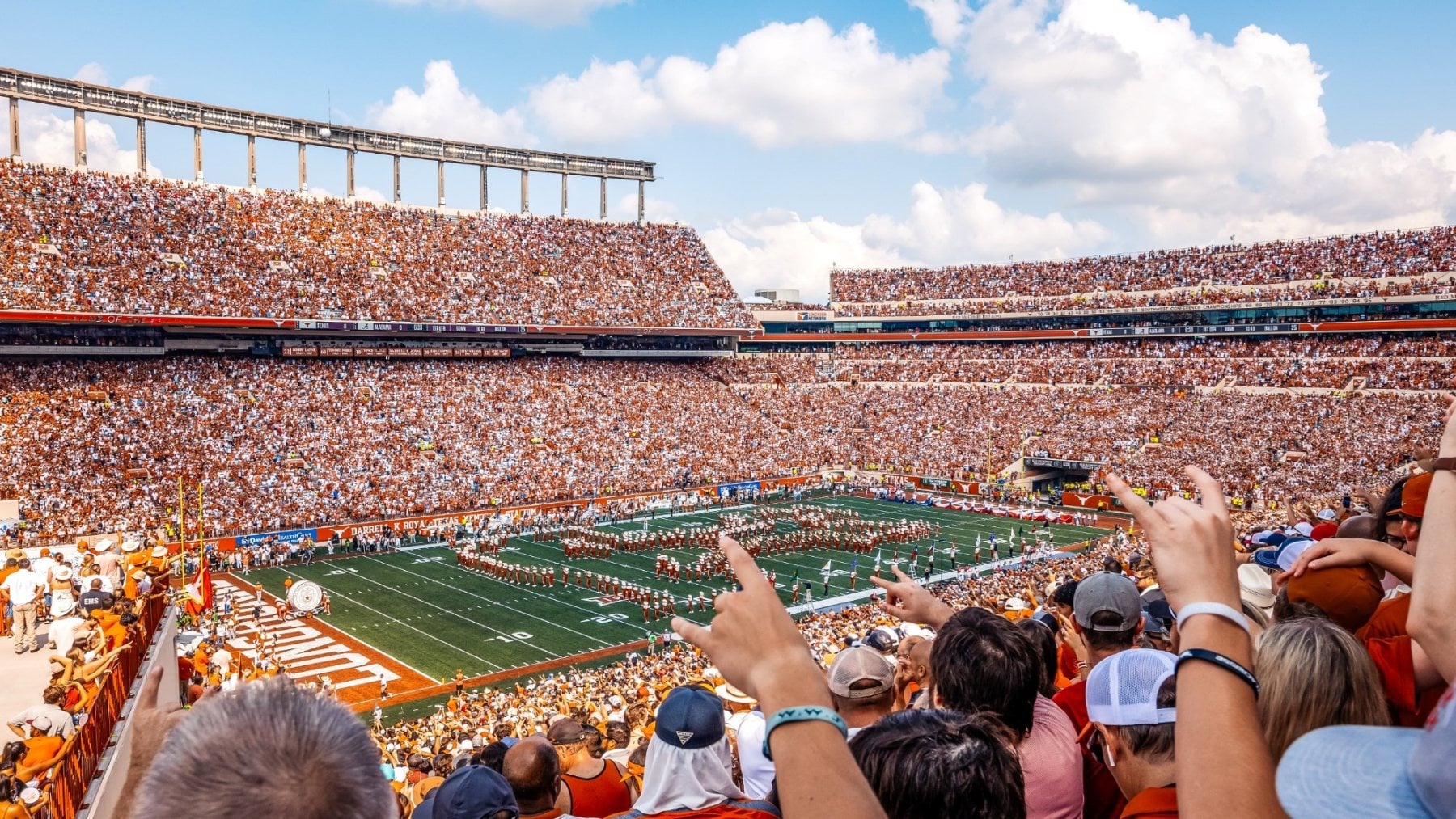 Packed Darrell K Royal-Texas Memorial Stadium on a Longhorns game day