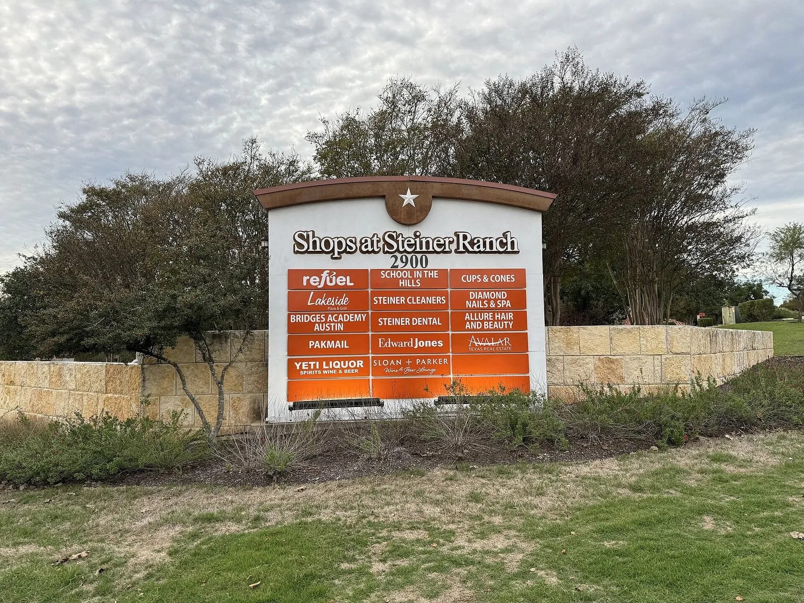 Shops at Steiner Ranch sign in Steiner Ranch, Austin TX