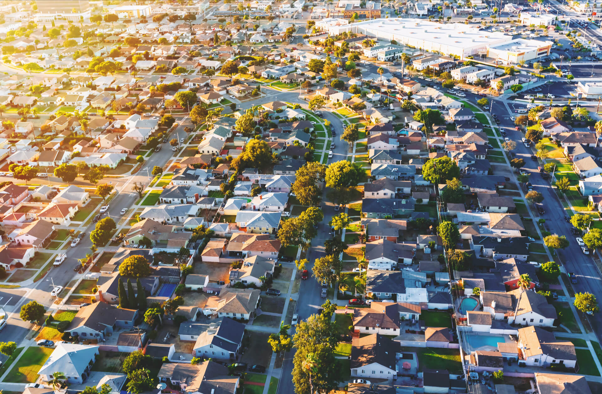 Hawthorne - Aerial view of of a residential neighborhood in Hawthorne, in Los Angeles, CA