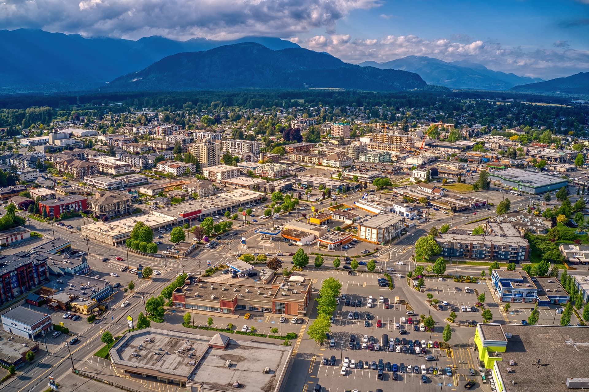 Aerial View of Chilliwack, British Columbia during Summer (1)