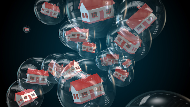 house property prices bubble of the investment loan interest rate on mortgage - 3D illustration rendering