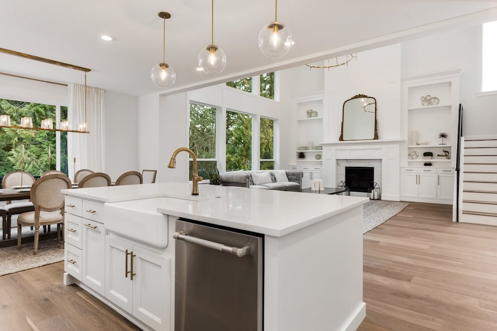 Kitchen and Living Room in New Luxury Home