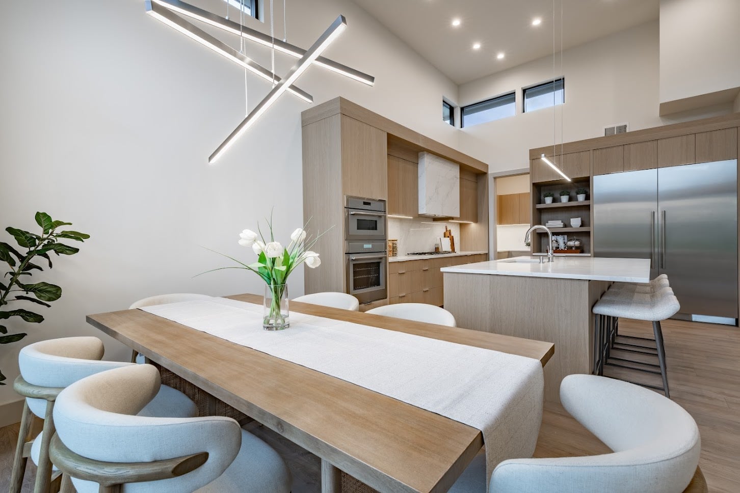 modern open concept kitchen dining