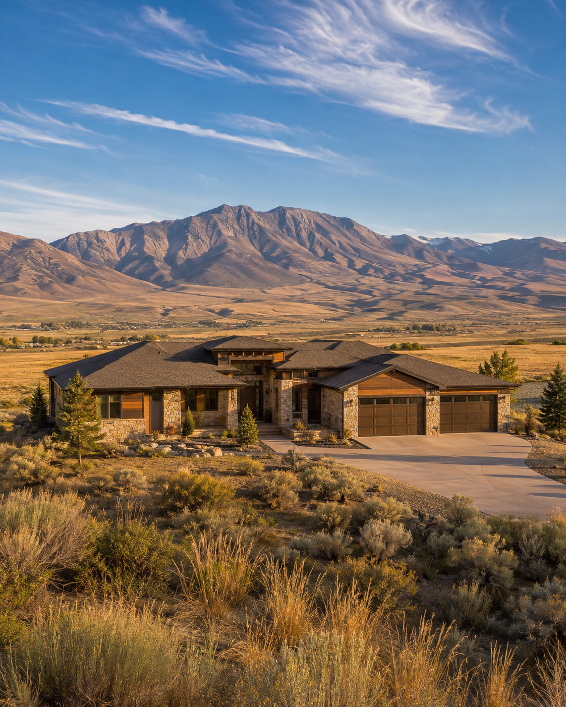 Grandview Estates neighborhood in Minden, Nevada, with spacious homes and Sierra Nevada views