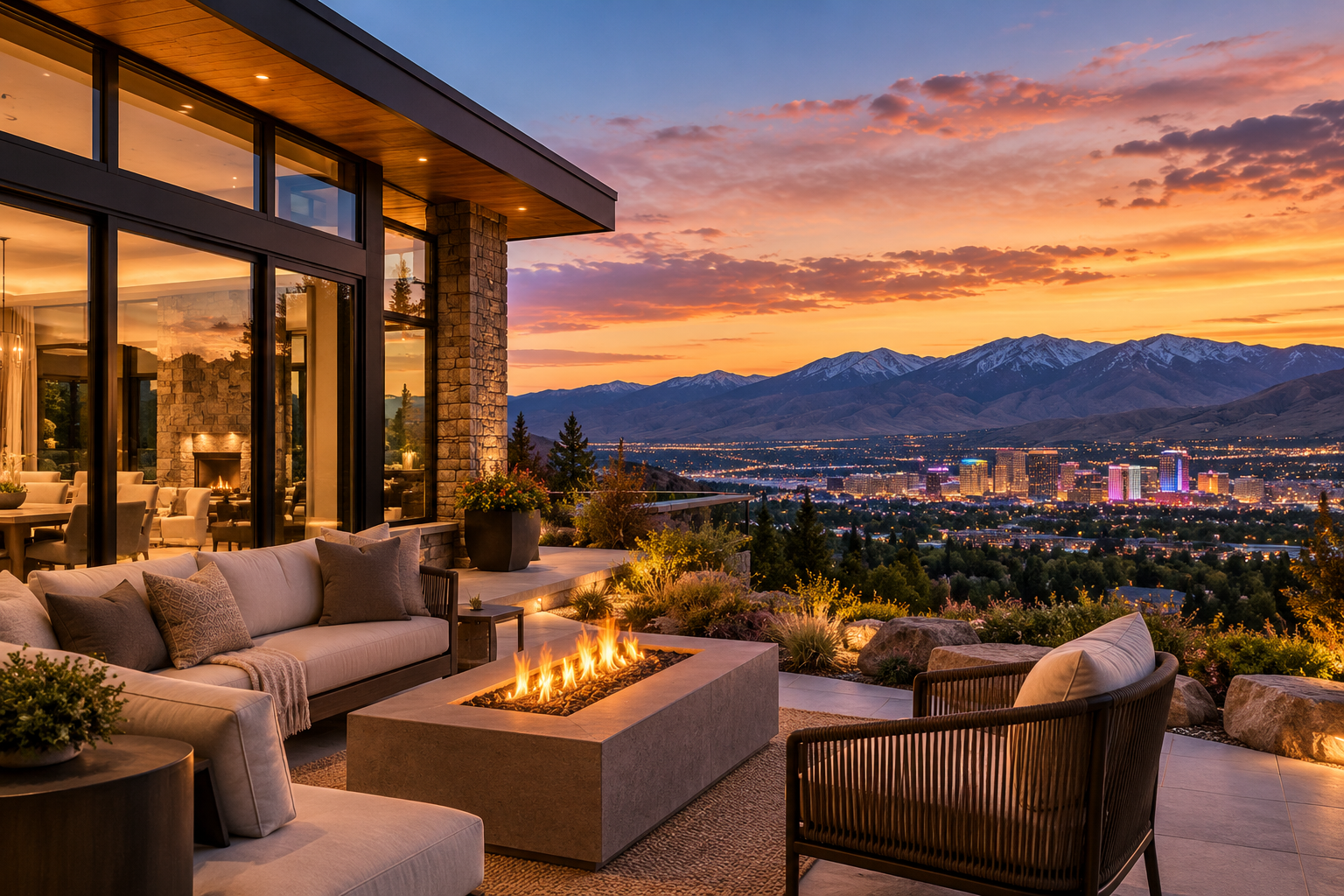 Luxury home overlooking Reno and the Sierra Nevada mountains