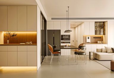 A,Bright,,Modern,Open-plan,Space,Featuring,A,Light-toned,Kitchen,With