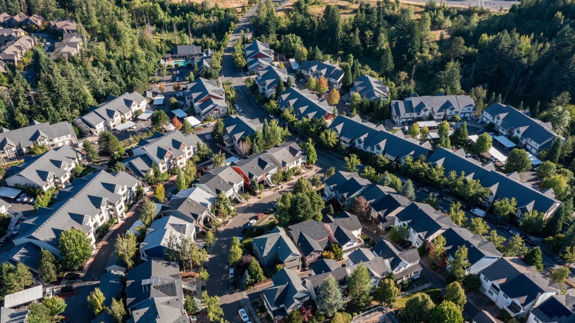 Aerial drone picture of a beautiful residential homes