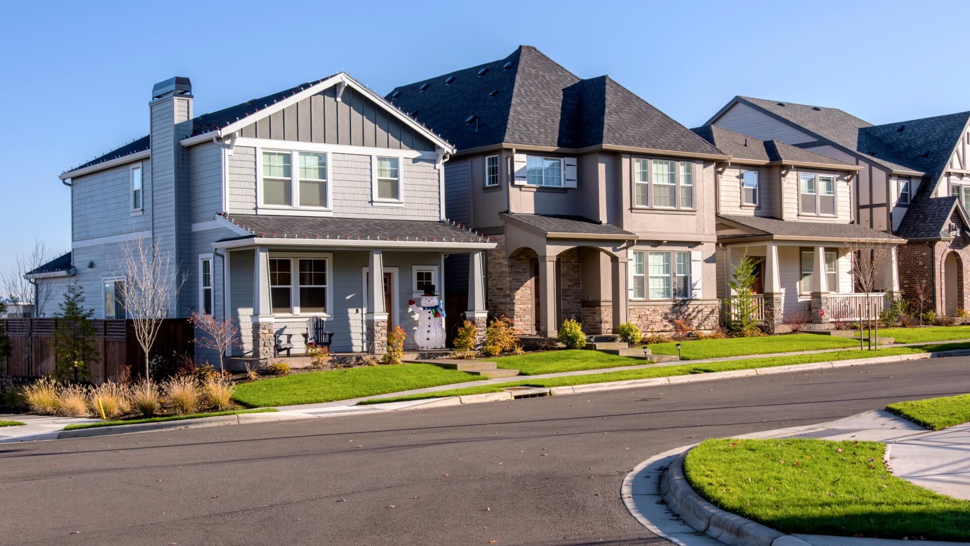 Row of houses in a neighborhood Wilsonville Oregon. (1)