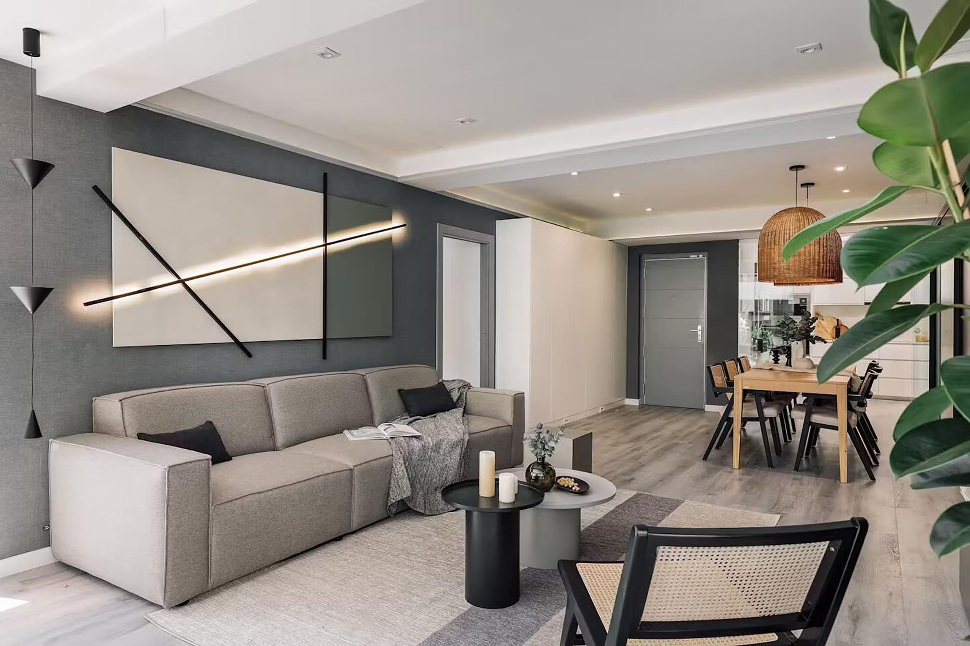 Modern luxury apartment interior in minimal scandinavian style
