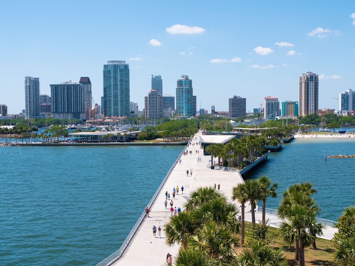 Downtown Saint Petersburg skyline on a sunny day in Florida