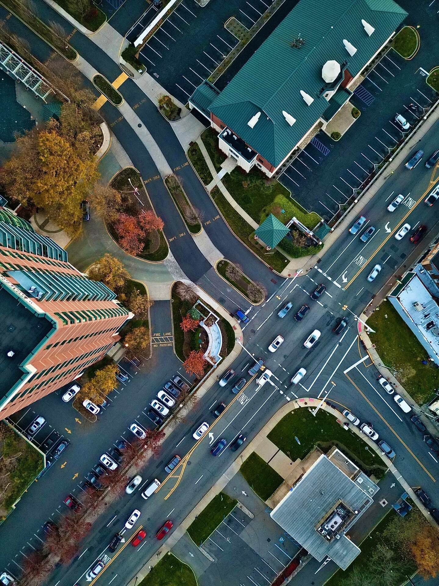 An aerial view of gridlock constraints in the city prior to some crucial festivities. Edgewater, NJ.