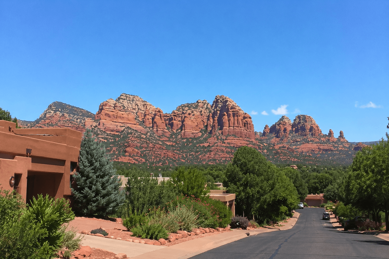 Desert retreat with red-rock backdrop, Cathedral View