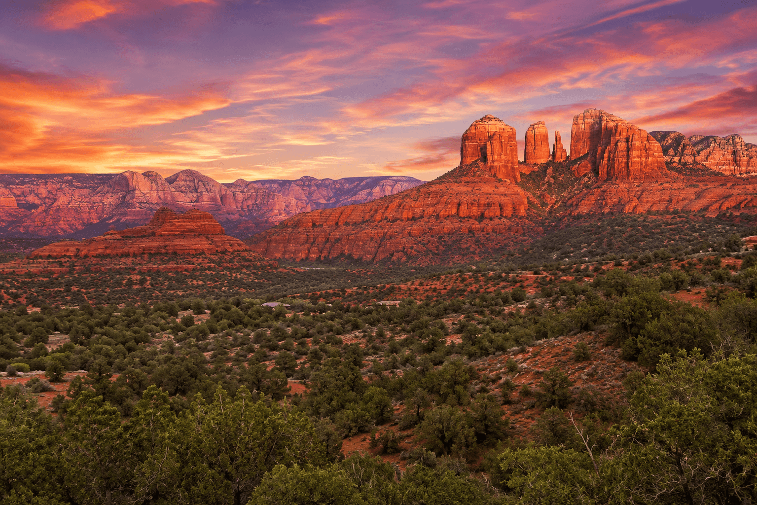 Golden hour over desert cliffs