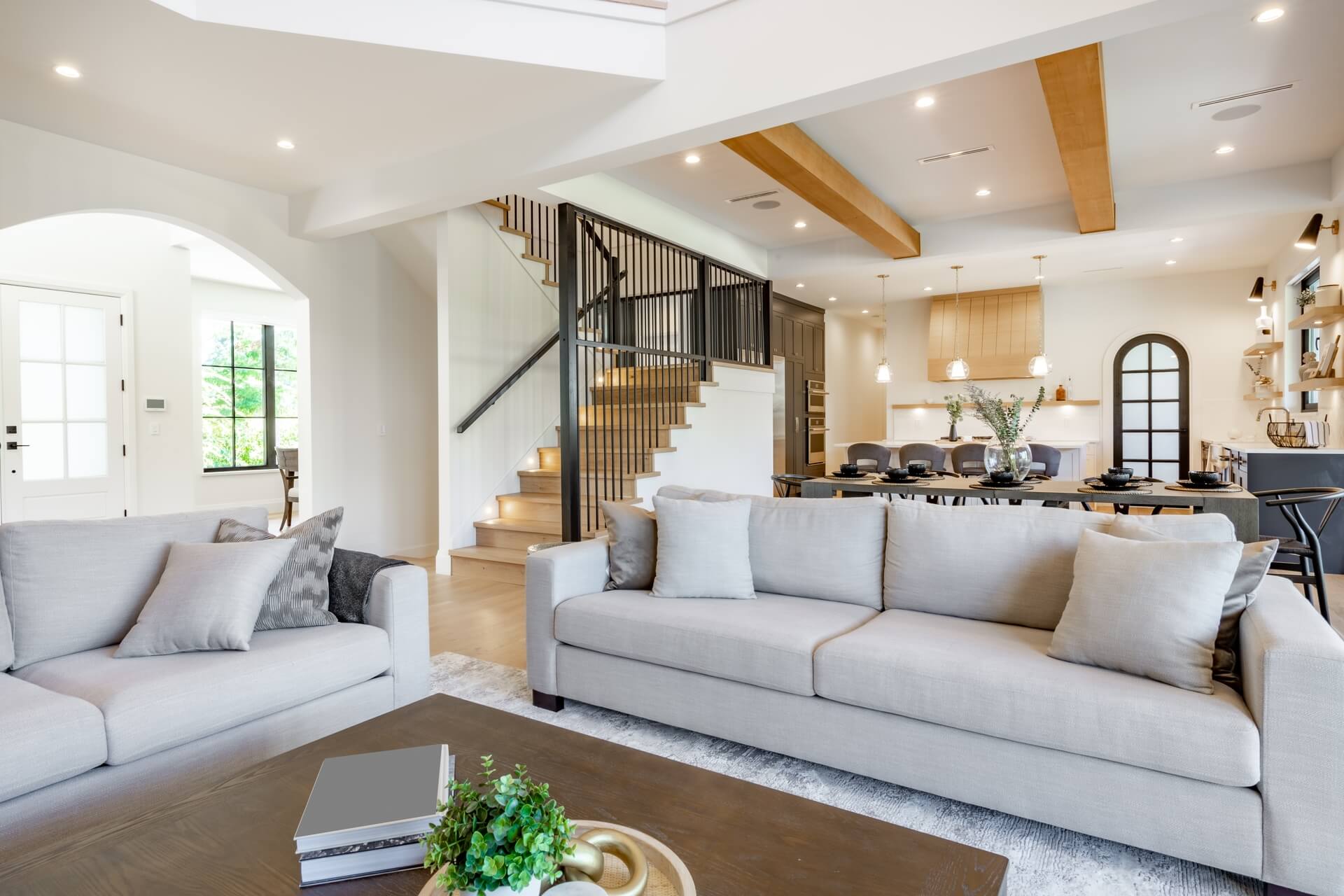 Elegant and spacious open concept interior rooms