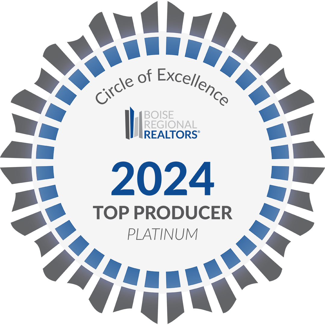 Boise Regional REALTORS 2024 Circle of Excellence Top Producer Platinum award