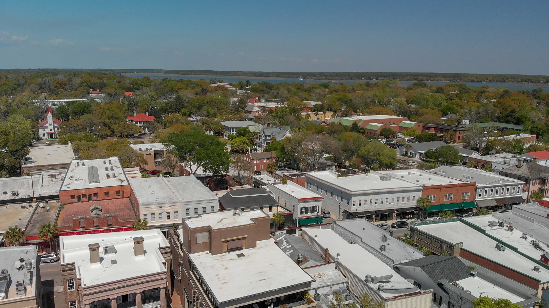 Aerial-view-of-Beaufort,-SC.