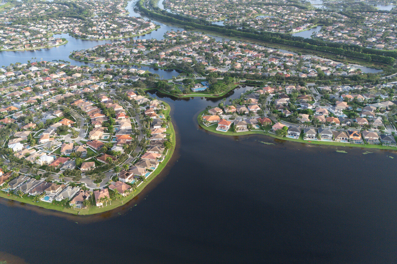 aerial-view-of-waterfront-neighborhood