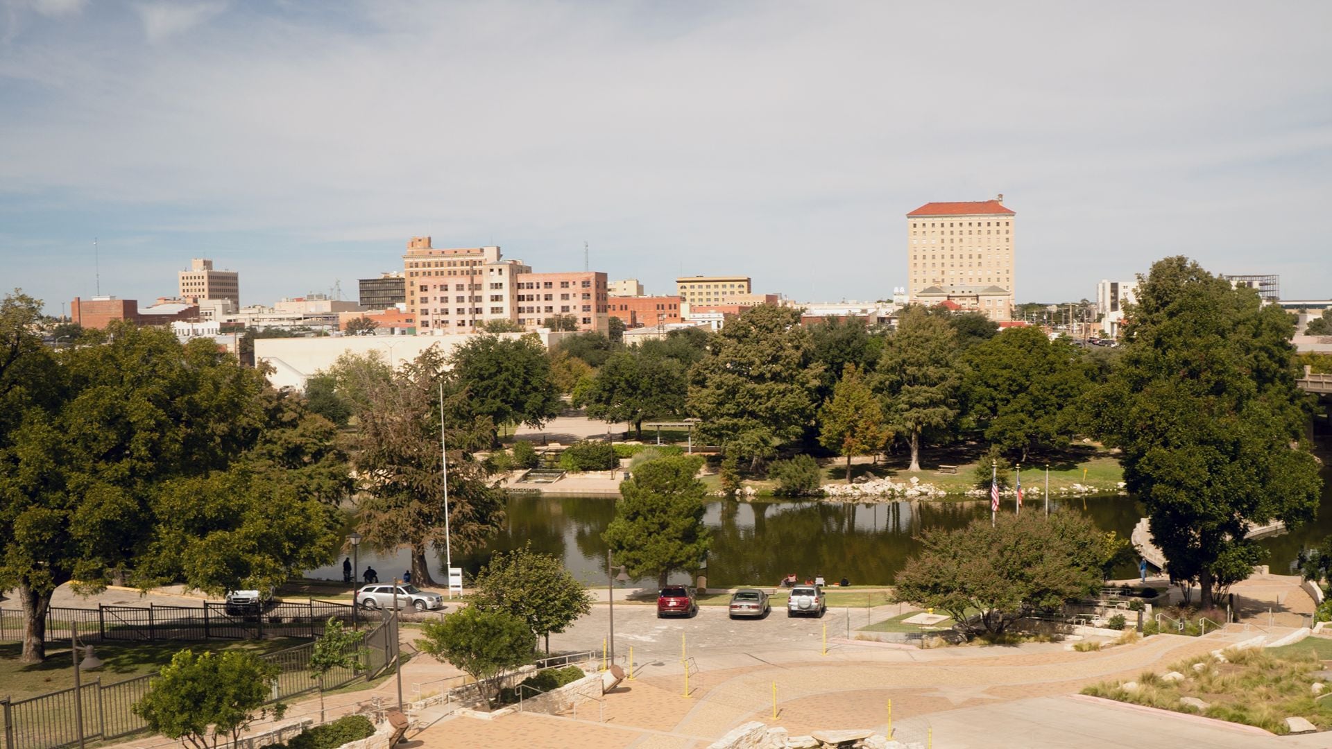 Buildings and architecture downtown city park skyline Lubbock, Texas
