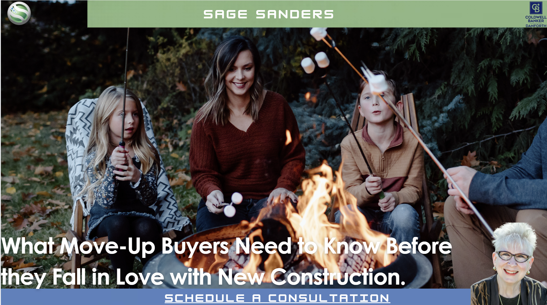 Family roasting marshmallows over a firepit at a new construction home, Snohomish County