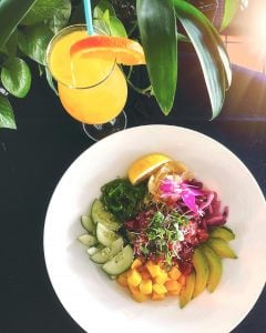 a colorful plate of fresh food from Marina Jacks, Sarasota