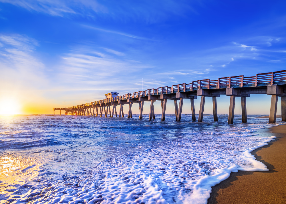 Venice Beach, Florida and its many attractions. This beach is known for its beautiful sunsets, crystal clear waters and white sand beaches. It's a great place to relax, enjoy the views and spend time with family and friends.