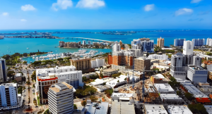 Aerial view of downtown Sarasota and the Ringling Bridge