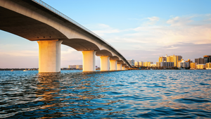 View of Sarasota's Rigling Bridge from a boat