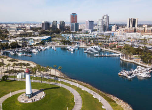 View of Long Beach, California, USA.