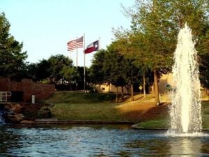 Carrollton Park with Flags in the background