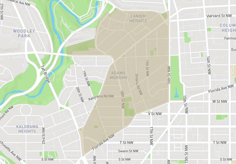 Map of Adams Morgan, Washington DC