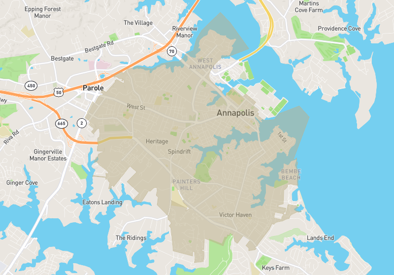 Map of Annapolis, Maryland
