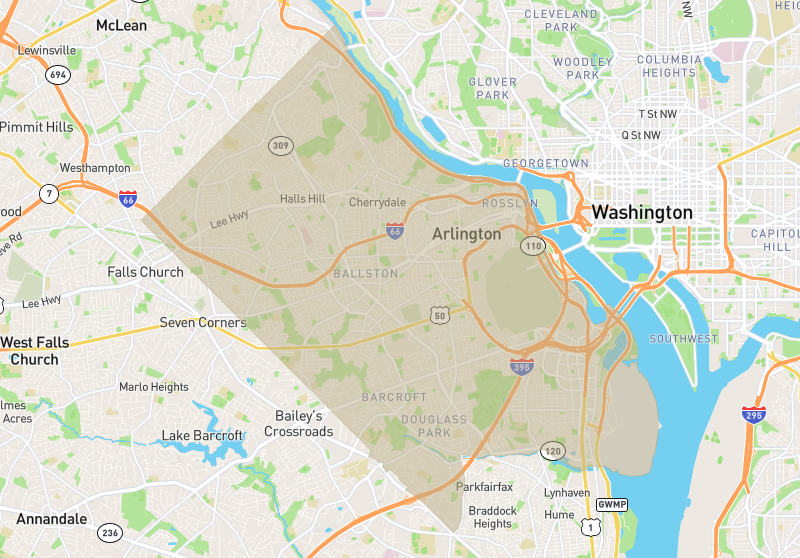 Map of Arlington, Virginia
