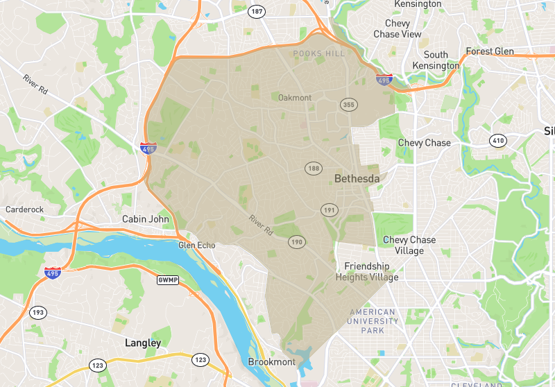 Map of Bethesda, Maryland