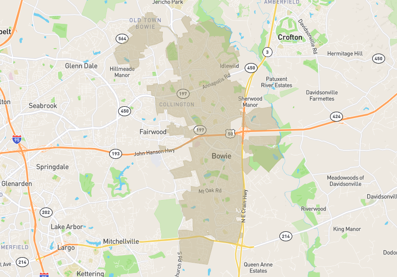 Map of Bowie, Maryland