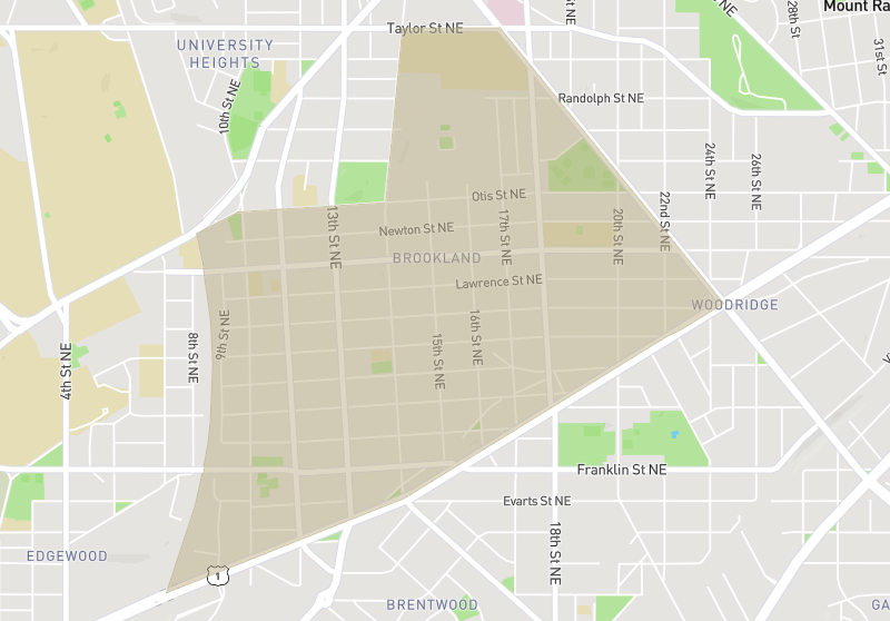 Map of Brookland, Washington DC