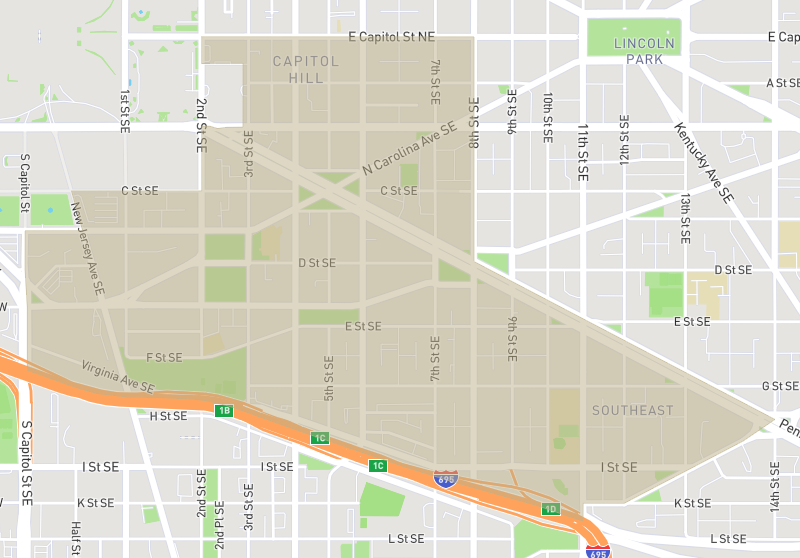 Map of Capitol Hill, Washington DC