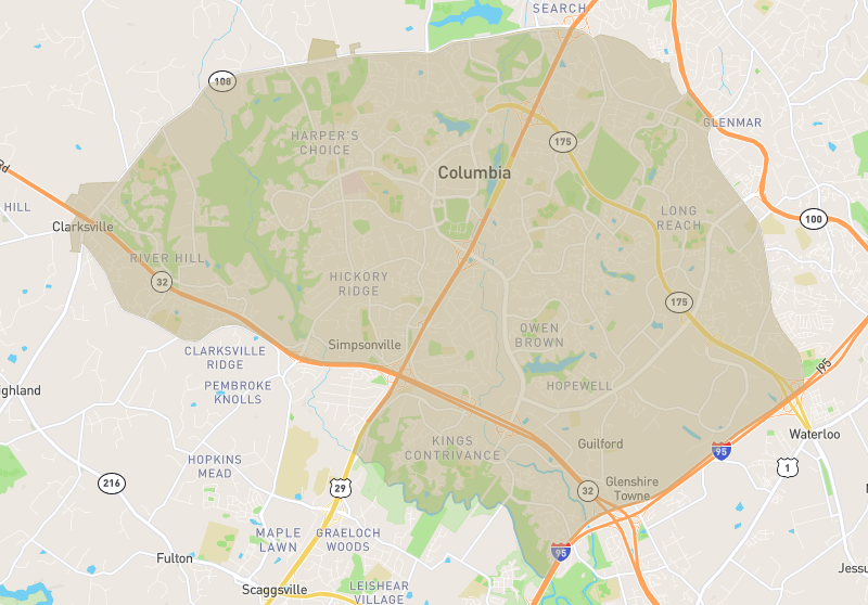 Map of Columbia, Maryland