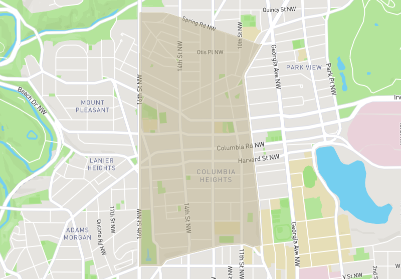 Map of Columbia Heights, Washington DC