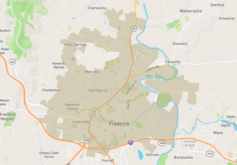 Map of Frederick, Maryland