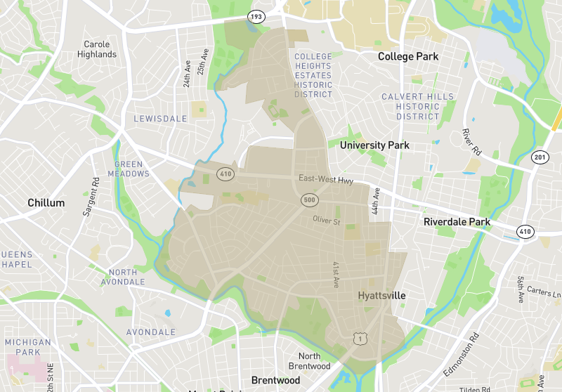 Map of Hyattsville, Maryland