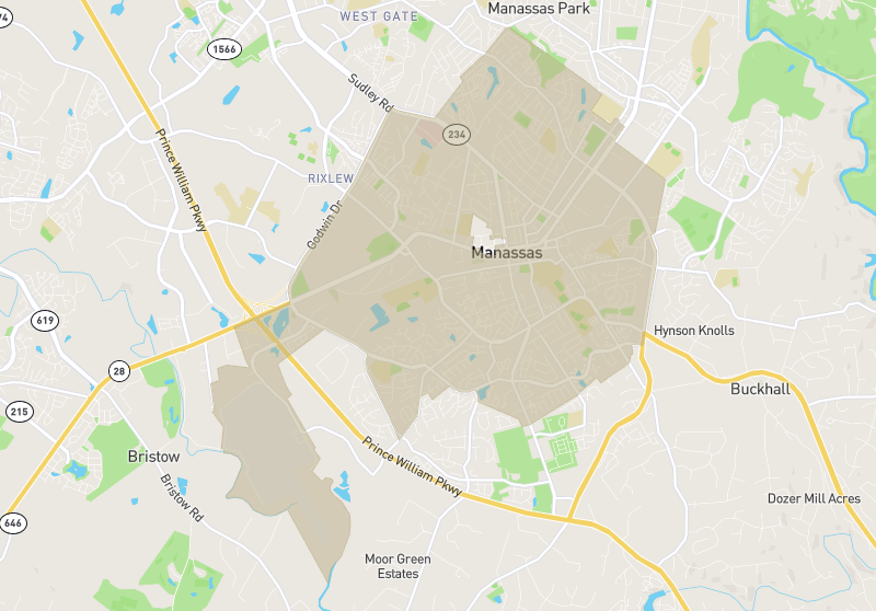 Map of Manassas, Virginia