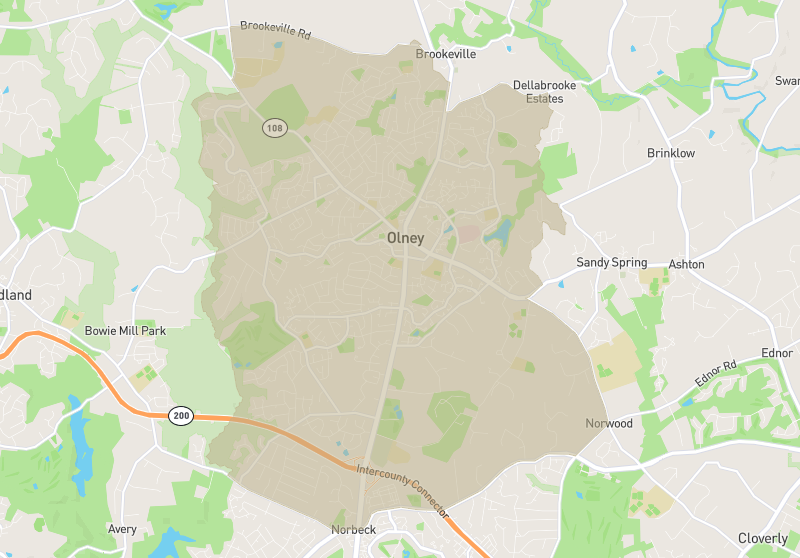 Map of Olney, Maryland