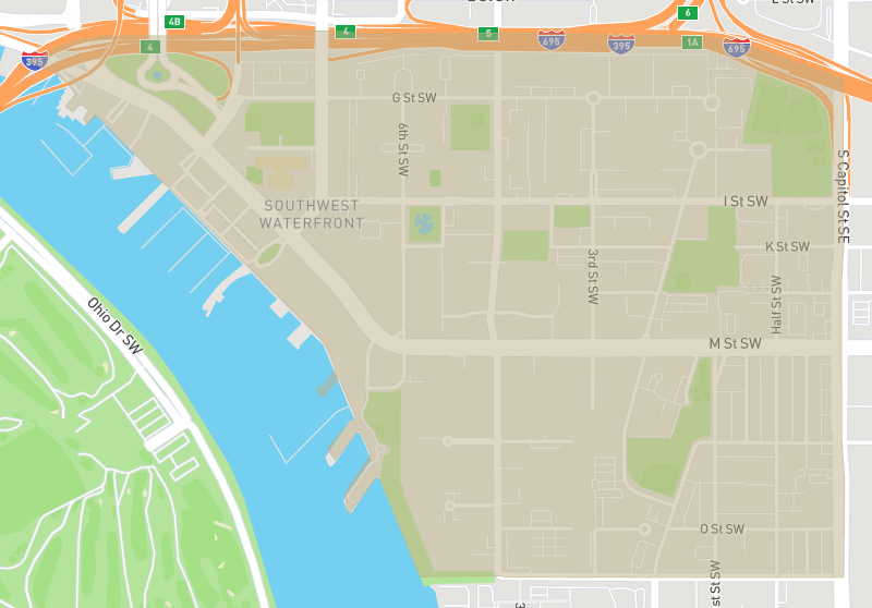 Map of SW Waterfront, Washington DC