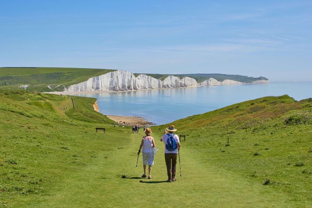 retired couple hiking in the UK