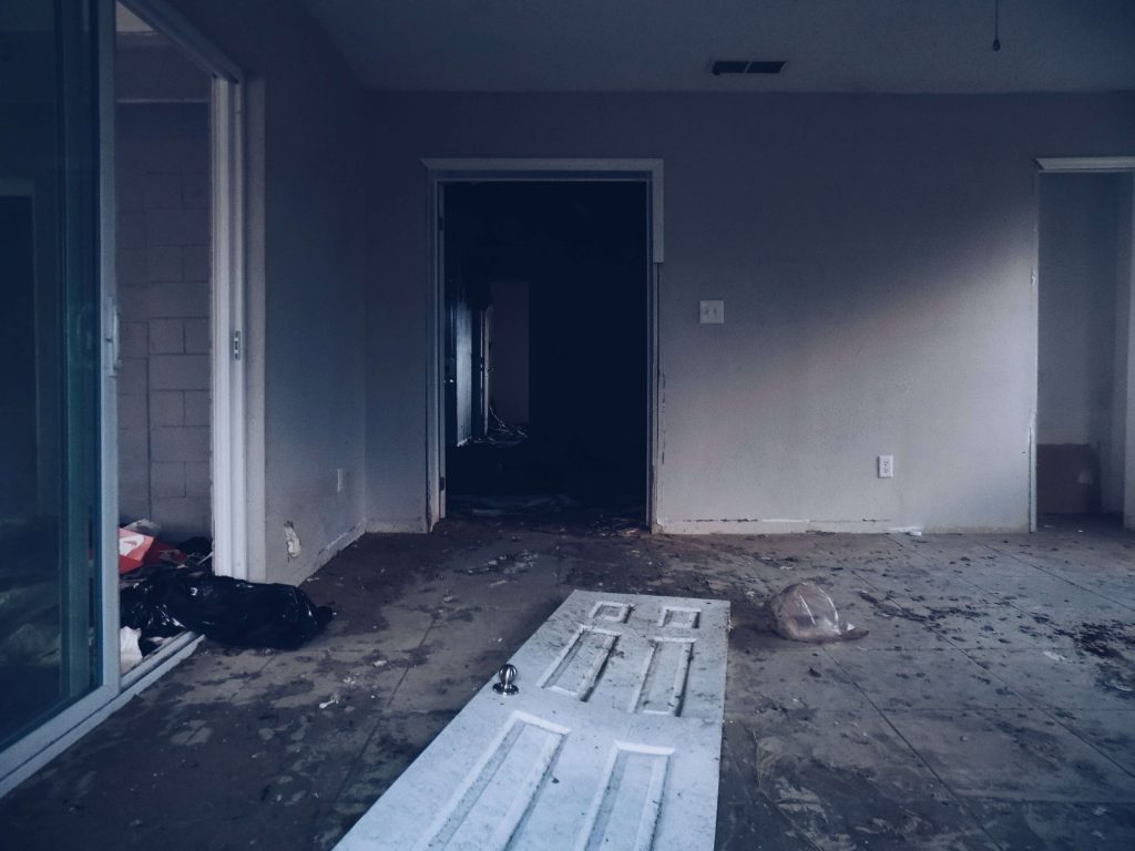 dingy, abandoned home interior